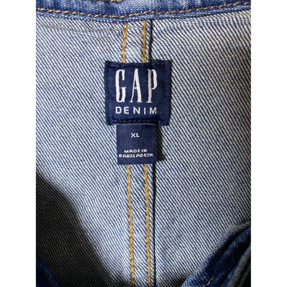 GAP Kids Denim Button Front Dress XL Blue Jean Sleeveless‎ Bibbed Pinafore Dress